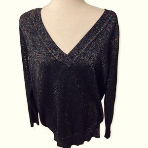 Lane Bryant Sparkly Metallic V-Neck Sweater